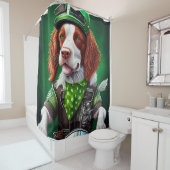 Brittany Spaniel fiets St. Patrick's Day Douchegordijn (In situ)