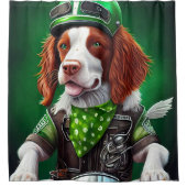 Brittany Spaniel fiets St. Patrick's Day Douchegordijn (Voorkant)