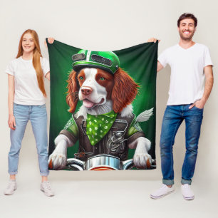 Brittany Spaniel fiets St. Patrick's Day Fleece Deken