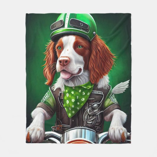 Brittany Spaniel fiets St. Patrick's Day Fleece Deken (Voorkant)
