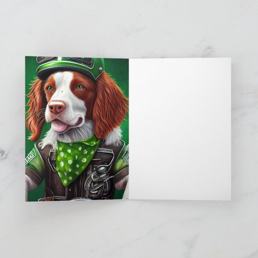 Brittany Spaniel fiets St. Patrick's Day Kaart (Binnen)