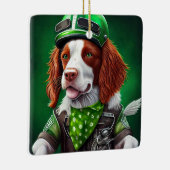 Brittany Spaniel fiets St. Patrick's Day Keramisch Ornament (Rechts)