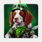 Brittany Spaniel fiets St. Patrick's Day Keramisch Ornament (Voorkant)