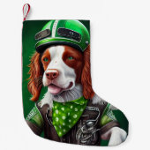 Brittany Spaniel fiets St. Patrick's Day Kleine Kerstsok (Voorkant)