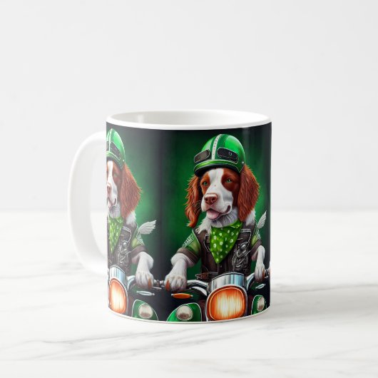 Brittany Spaniel fiets St. Patrick's Day Koffiemok (Voorkant links)