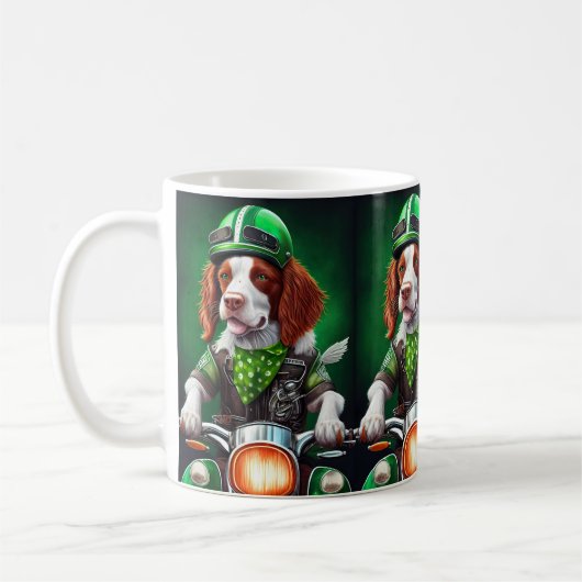 Brittany Spaniel fiets St. Patrick's Day Koffiemok (Links)