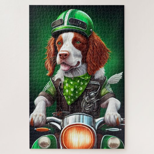 Brittany Spaniel fiets St. Patrick's Day Legpuzzel (Verticaal)