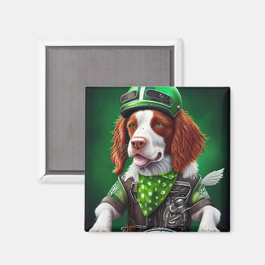 Brittany Spaniel fiets St. Patrick's Day Magneet (Voorkant / Achterkant)