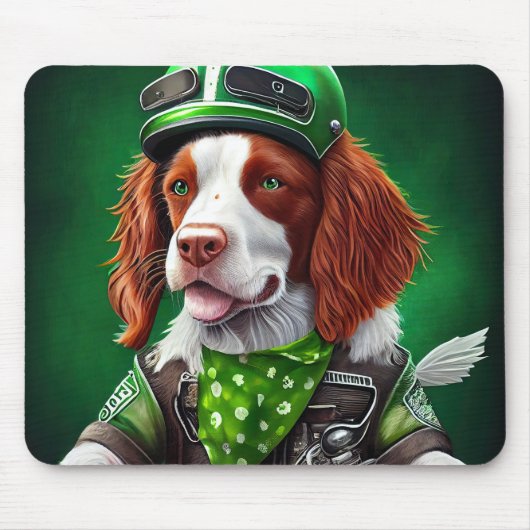 Brittany Spaniel fiets St. Patrick's Day Muismat (Voorkant)