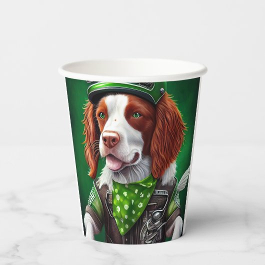 Brittany Spaniel fiets St. Patrick's Day Papieren Bekers (Achterkant)