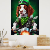 Brittany Spaniel fiets St. Patrick's Day Poster (Keuken)