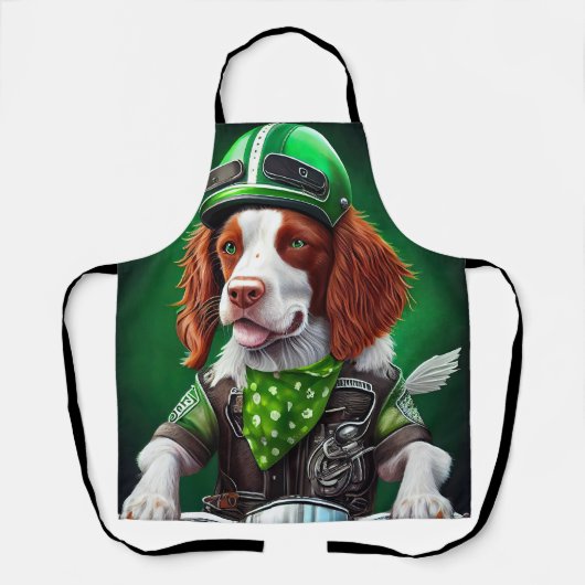 Brittany Spaniel fiets St. Patrick's Day Schort (Voorkant)