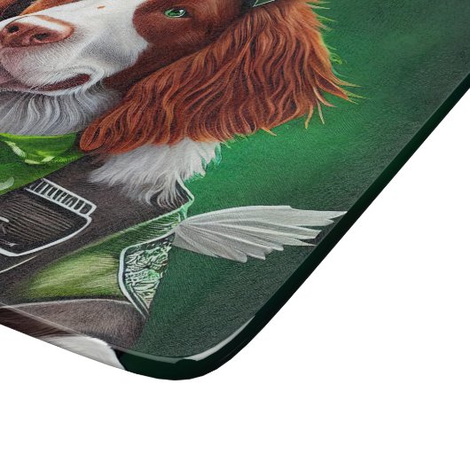 Brittany Spaniel fiets St. Patrick's Day Snijplank (Hoek)