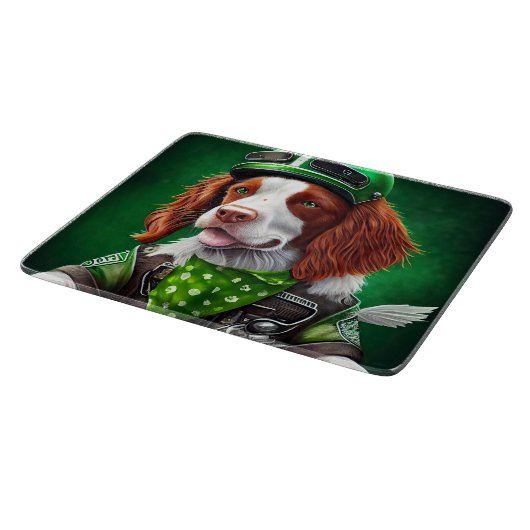Brittany Spaniel fiets St. Patrick's Day Snijplank (Hoek)