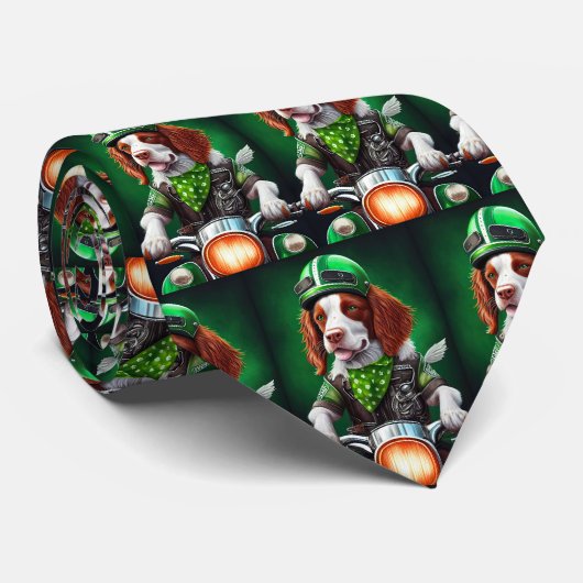 Brittany Spaniel fiets St. Patrick's Day Stropdas (Opgerold)