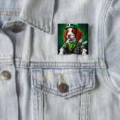 Brittany Spaniel fiets St. Patrick's Day Vierkante Button 5,1 Cm (In situ)