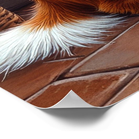 Brittany Spaniel Fireplace with Christmas Lights Poster (Hoek)