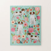 Brittany Spaniel Floral Legpuzzel (Verticaal)