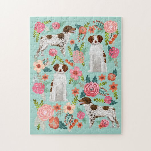 Brittany Spaniel Floral Legpuzzel (Verticaal)