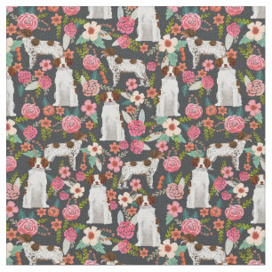 Brittany Spaniel  florals donker Stof