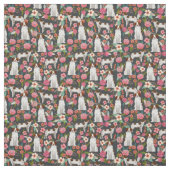 Brittany Spaniel  florals donker Stof (Swatch)