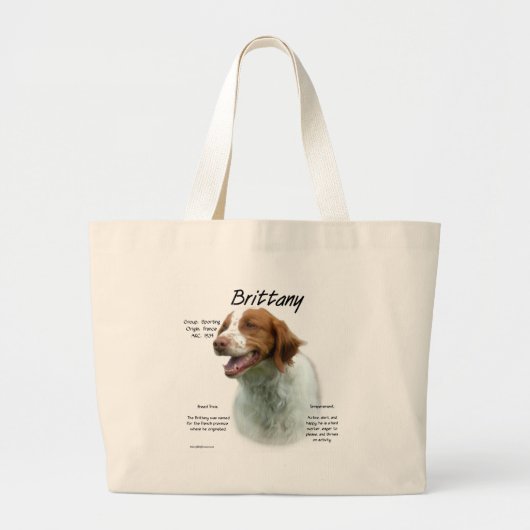 Brittany Spaniel Geschiedenis Grote Tote Bag (Voorkant)