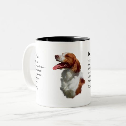 Brittany Spaniel Gifts Tweekleurige Koffiemok (Voorkant links)