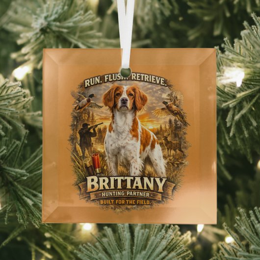Brittany Spaniel Glas Ornament (Insitu)