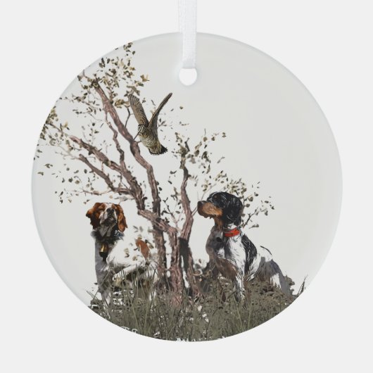 Brittany Spaniel Glas Ornament (Achterkant)