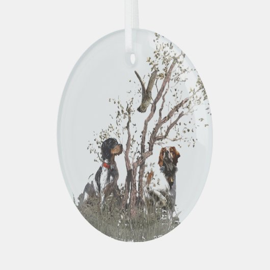 Brittany Spaniel Glas Ornament (Voorkant links)