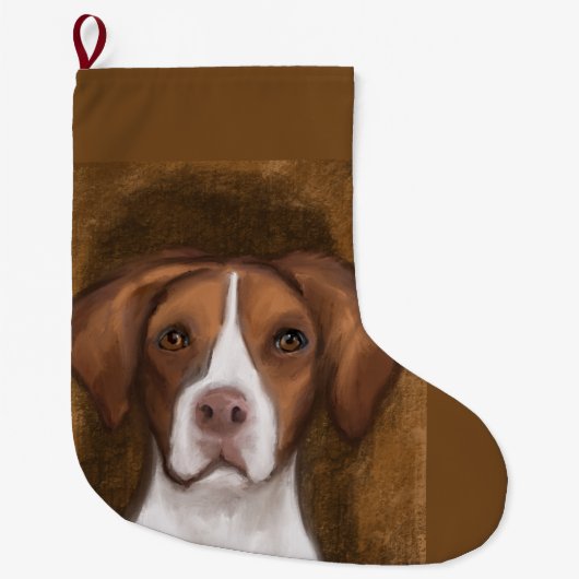 Brittany Spaniel Grote Kerstsok (Voorkant)