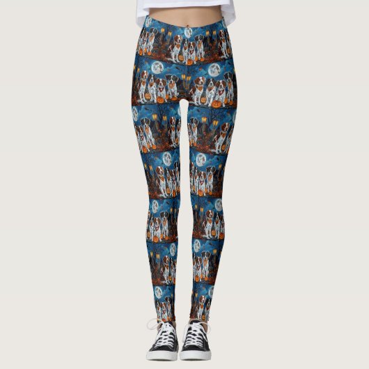 Brittany Spaniel Halloween Griezelen Leggings (Voorkant)