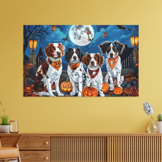 Brittany Spaniel Halloween Griezelig Canvas Afdruk (Insitu (Woonkamer))