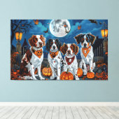 Brittany Spaniel Halloween Griezelig Canvas Afdruk (Insitu (Houten vloer))