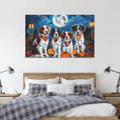Brittany Spaniel Halloween Griezelig Canvas Afdruk (Insitu (Slaapkamer))