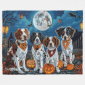 Brittany Spaniel Halloween Griezelig Fleece Deken (Voorkant (Horizontaal))