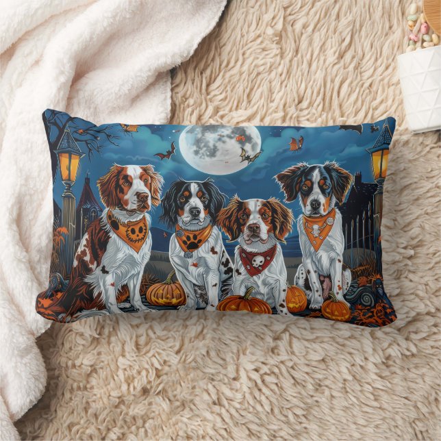 Brittany Spaniel Halloween Griezelig Kussen (Deken)