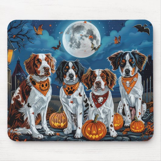 Brittany Spaniel Halloween Griezelig Muismat (Voorkant)