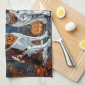 Brittany Spaniel Halloween Griezelig Theedoek (Quarter Fold)