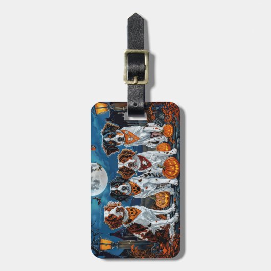 Brittany Spaniel Halloween Spooky Bagagelabel (Voorkant verticaal)