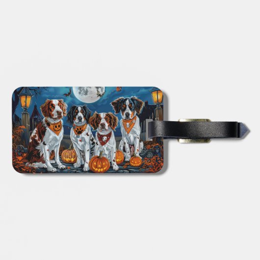 Brittany Spaniel Halloween Spooky Bagagelabel (Achterkant horizontaal)