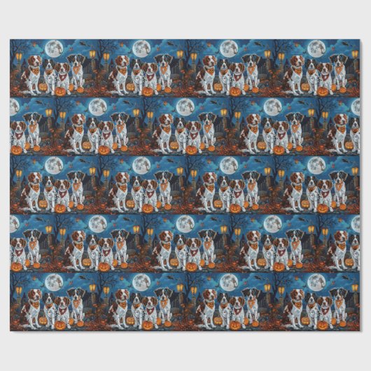 Brittany Spaniel Halloween Spooky Cadeaupapier (Vlak)