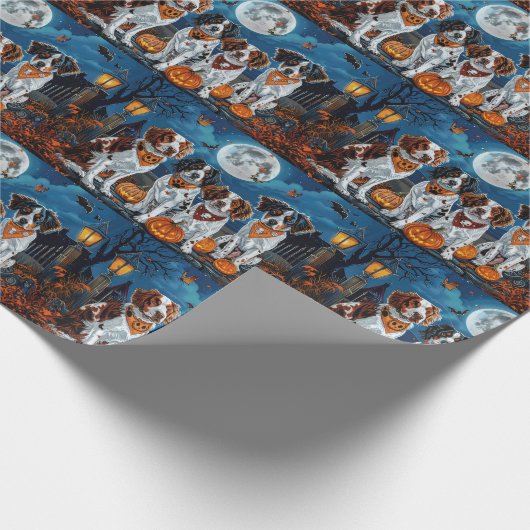 Brittany Spaniel Halloween Spooky Cadeaupapier (Hoek)