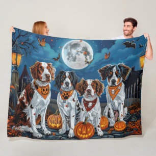 Brittany Spaniel Halloween Spooky Fleece Deken
