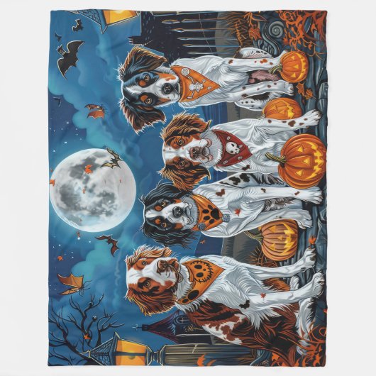 Brittany Spaniel Halloween Spooky Fleece Deken (Voorkant)