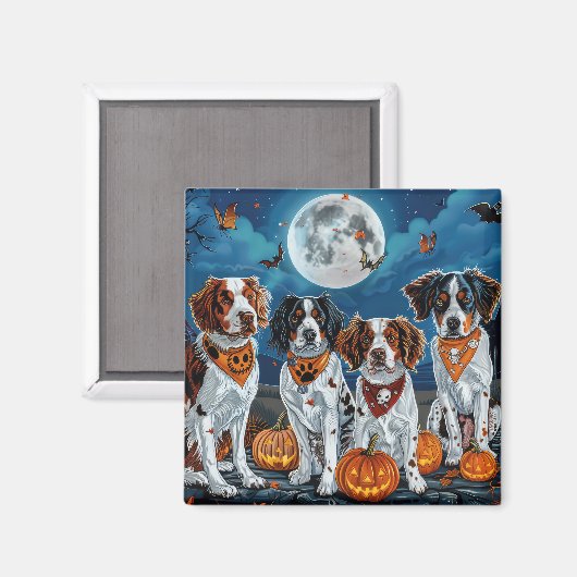 Brittany Spaniel Halloween Spooky Magneet (Voorkant / Achterkant)
