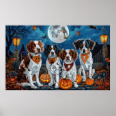 Brittany Spaniel Halloween Spooky Poster (Voorkant)