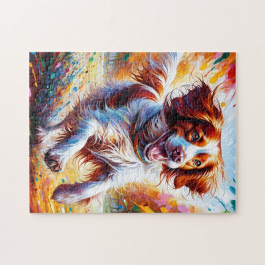 Brittany Spaniel Hond Acryl Art Print Hond Gift Legpuzzel (Horizontaal)