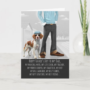 Brittany Spaniel-hond en vader voor Vaderdag Feestdagen Kaart