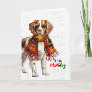 Brittany Spaniel Hond Grappige Vlooien Navidog Ker Feestdagen Kaart